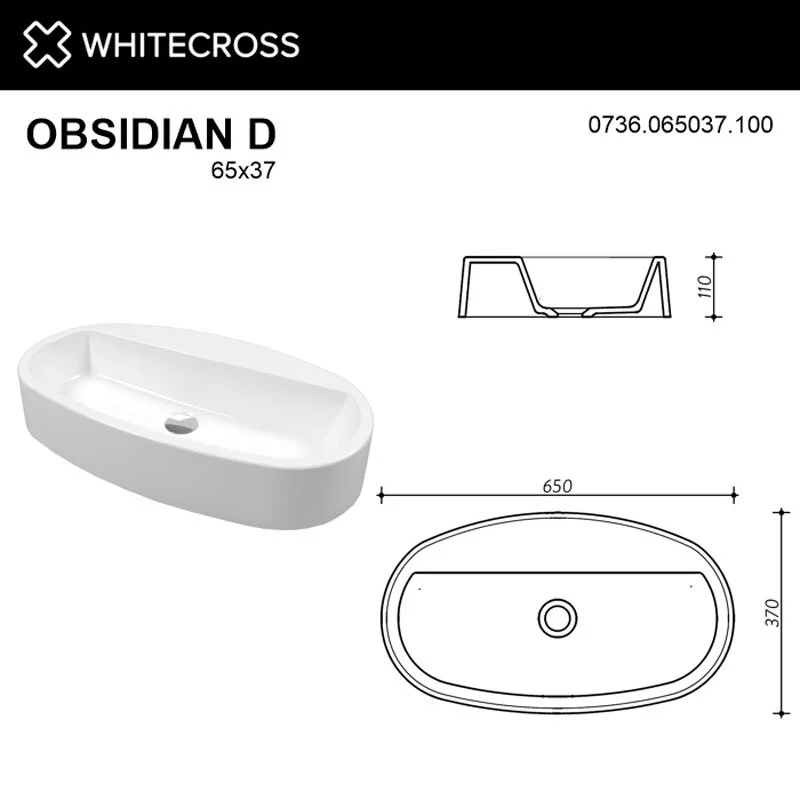 Раковина накладная Whitecross Obsidian 0736.065037.100 белый