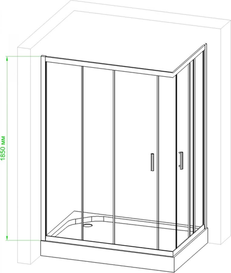 Душевой уголок Royal Bath 120x80 RB8120HPD-T-BL, профиль черный стекло прозрачное