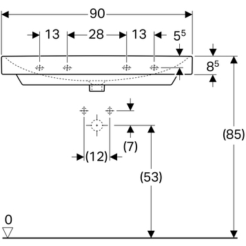 Раковина подвесная Geberit Smyle Square 500.250.01.1, белый