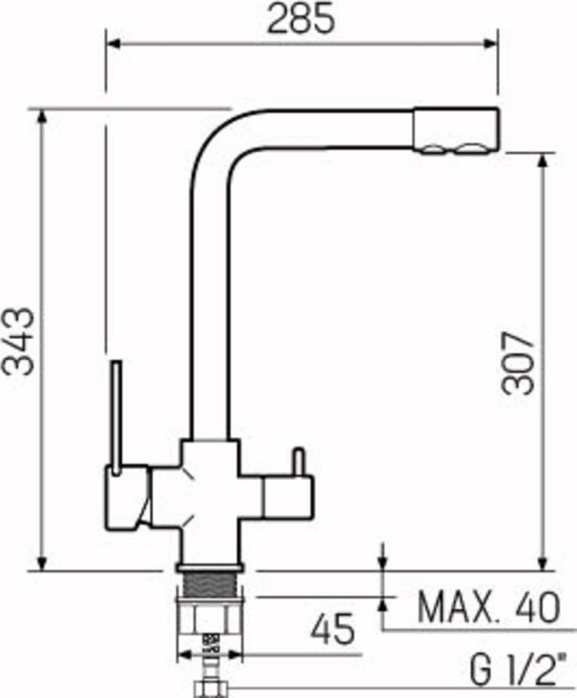 Смеситель для кухни с подключением фильтра РМС SL130-015F, хром