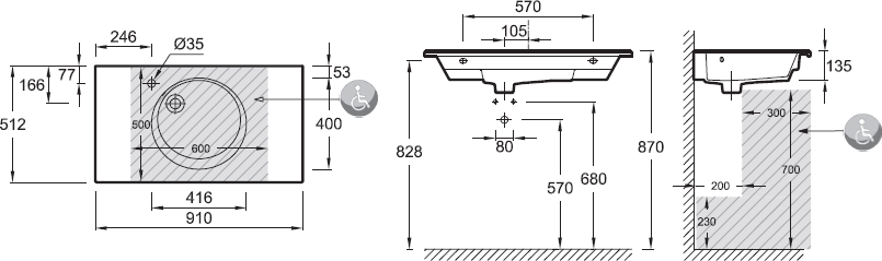 Раковина 91 см Jacob Delafon Odeon Rive Gauche EXAV112-Z-00, белый