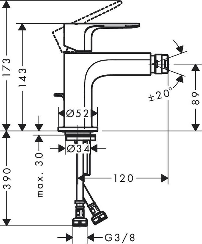 Смеситель для биде Hansgrohe Rebris E 72213000, хром