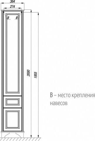 Шкаф-пенал Aquaton Идель 36 1A198003IDM9R, дуб верди (правый)