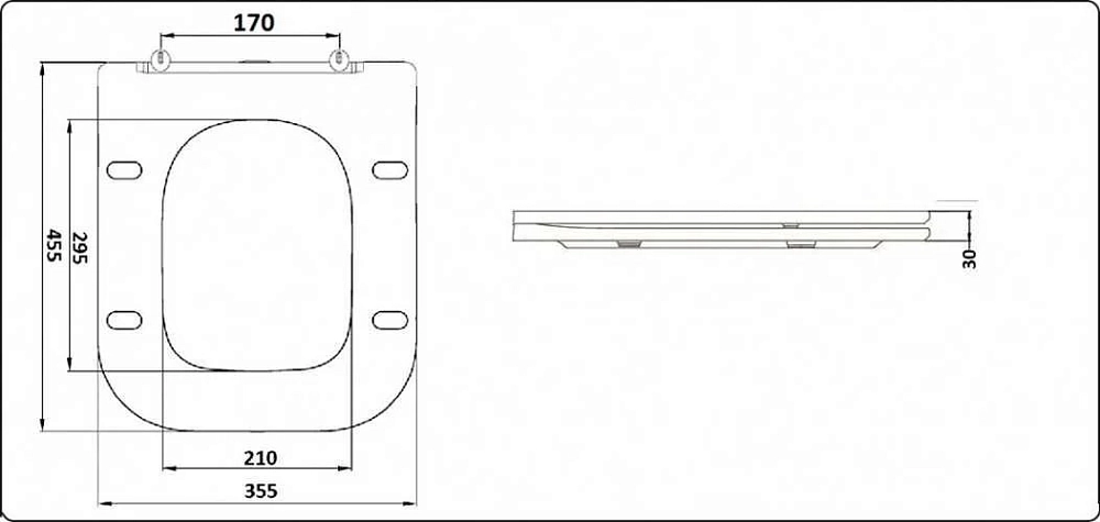 Подвесной унитаз CeramaLux NS-5170-18 34 x 51.5 x 36 см безободковый, сиденье DP, Soft Close, цвет черный