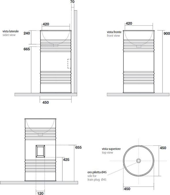 Раковина Kerasan Artwork Barrel 474301 45x90 см, белый