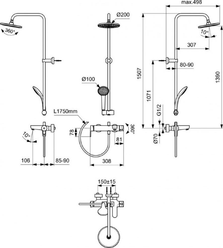 Душевая стойка Ideal Standard IdealRain BC749XG