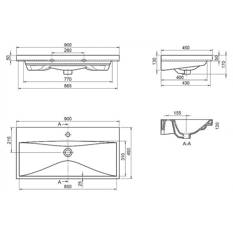 Раковина BelBagno BB-0323-90-LVB 90 см, белый