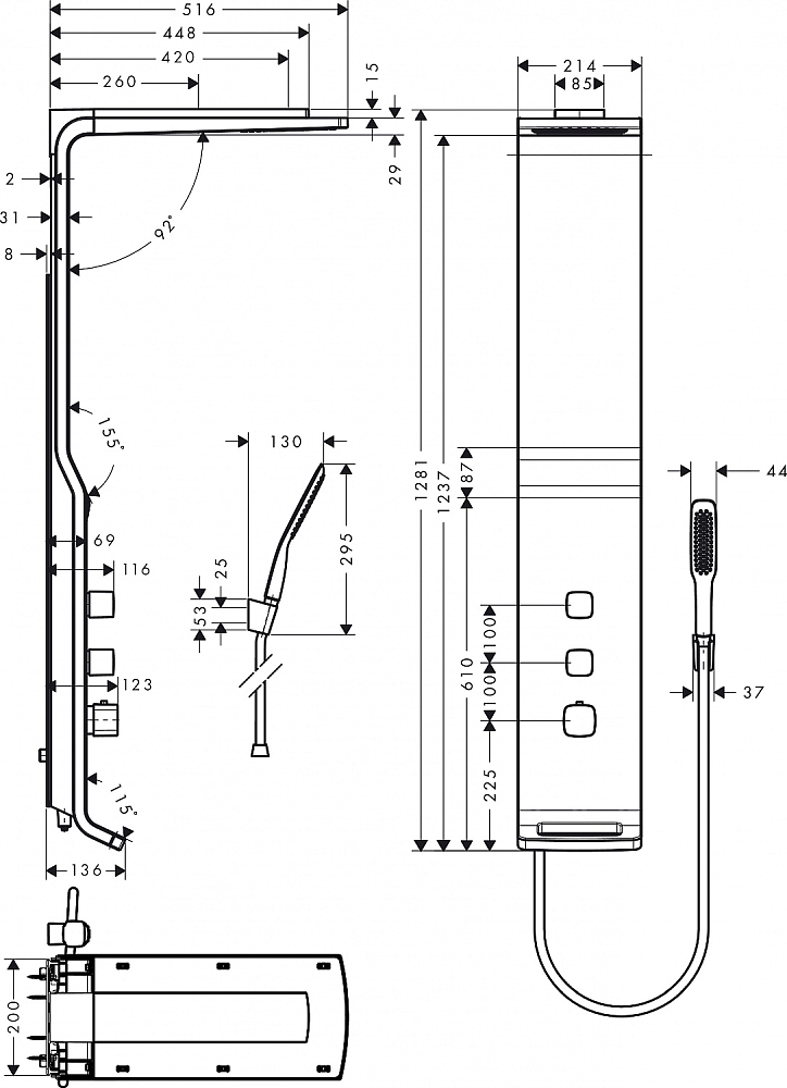 Душевая панель Hansgrohe Raindance Lift 27008000, хром