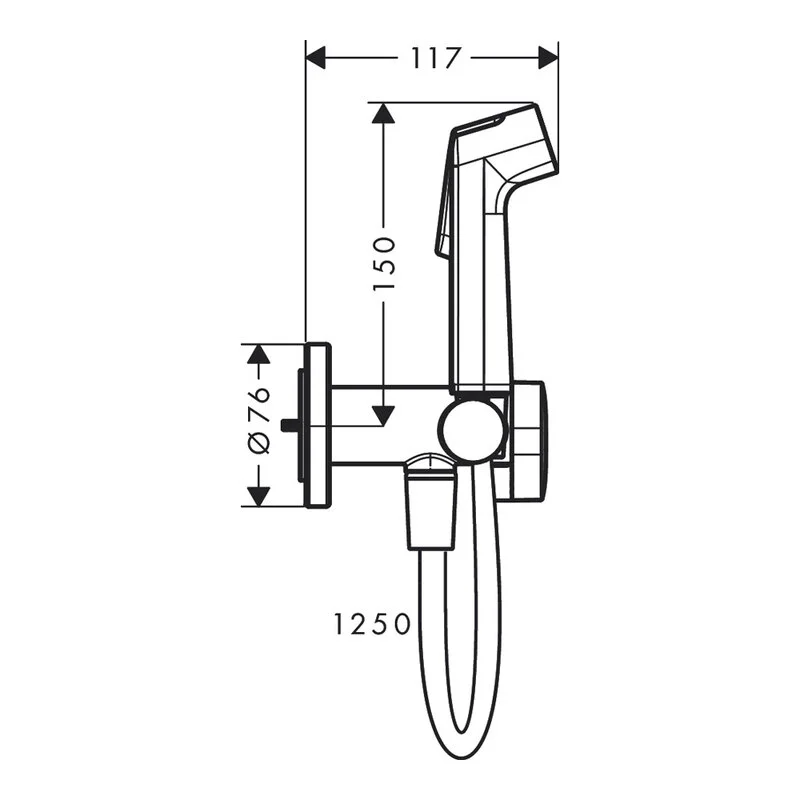 Гигиенический душ со смесителем Hansgrohe Bidette 29232340 шлифованный черный хром