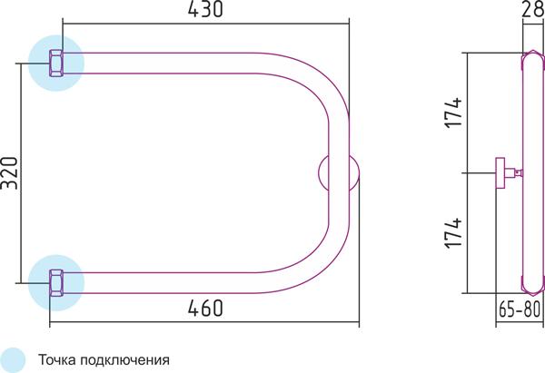 Полотенцесушитель водяной Сунержа П-образный 32x45