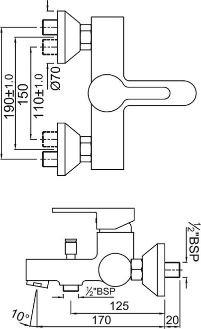 Смеситель для ванны и душа Jaquar Fusion FUS-CHR-29119, хром