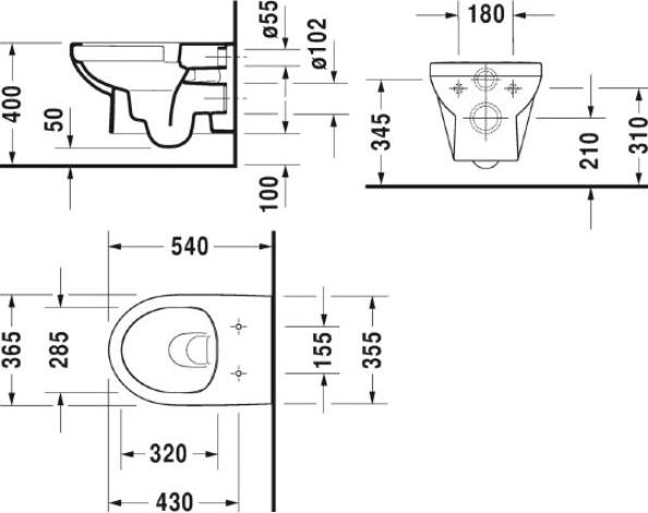 Подвесной унитаз Duravit DuraStyle 45620900A1 безободковый с сиденьем микролифт