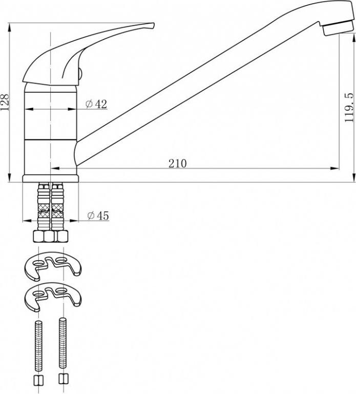 Смеситель для кухонной мойки EMAR EC-3009.12 Оникс