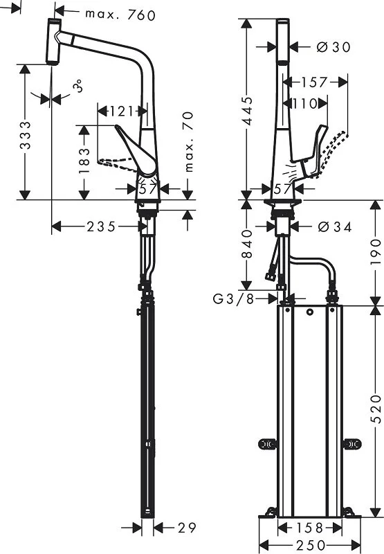 Смеситель для кухни Hansgrohe Metris Select 73803000 хром