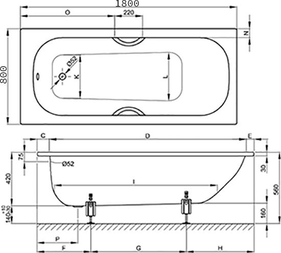 Ванна с шумоизоляцией Bette Form 2020 2950-000 AD 180х80х42, белый