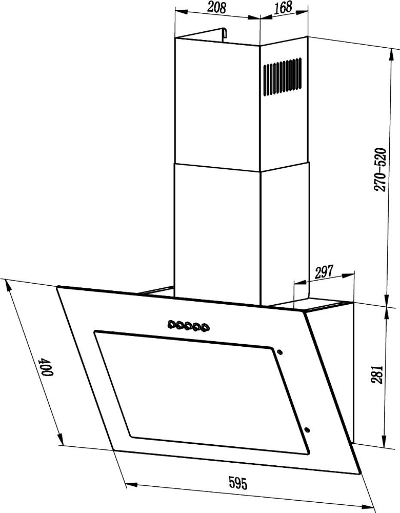 Наклонная кухонная вытяжка LEX Mika G 600 CHTI000336, black