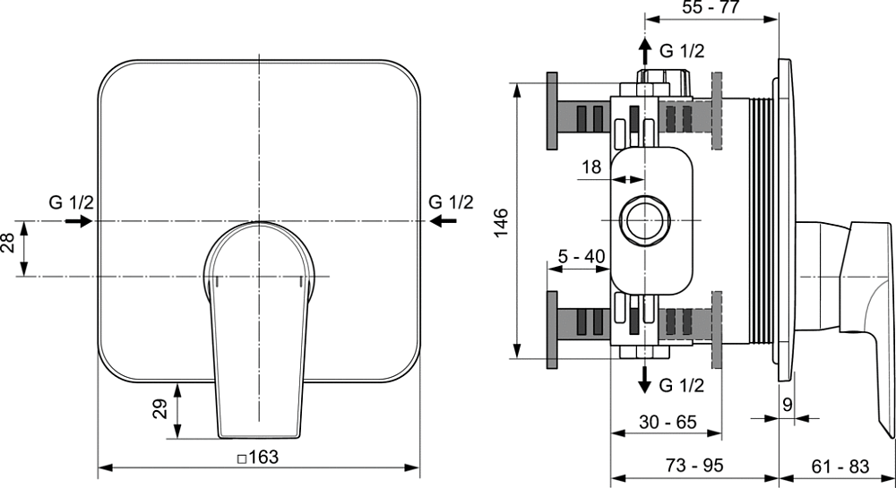 Смеситель Ideal Standard Tesi A6585AA для душа, хром