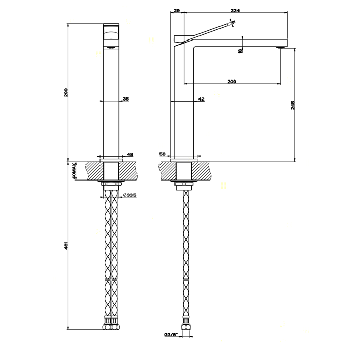 Смеситель для раковины Gessi Rettangolo K 53004#299, черный матовый