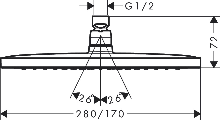 Верхний душ Hansgrohe Croma E 280 1jet 26257000, хром