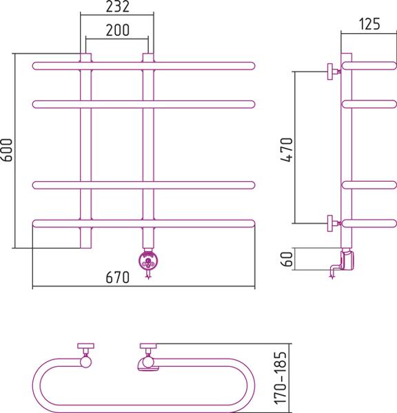 Полотенцесушитель электрический Сунержа Фурор 60x70 R