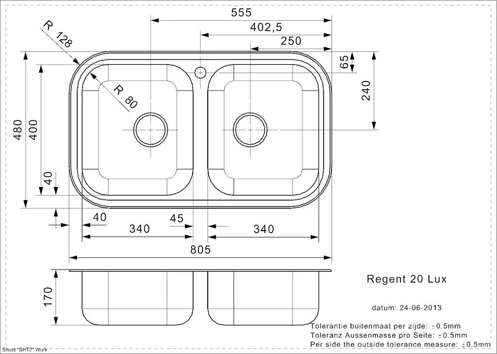 Кухонная мойка Reginox Regent 43855 хром