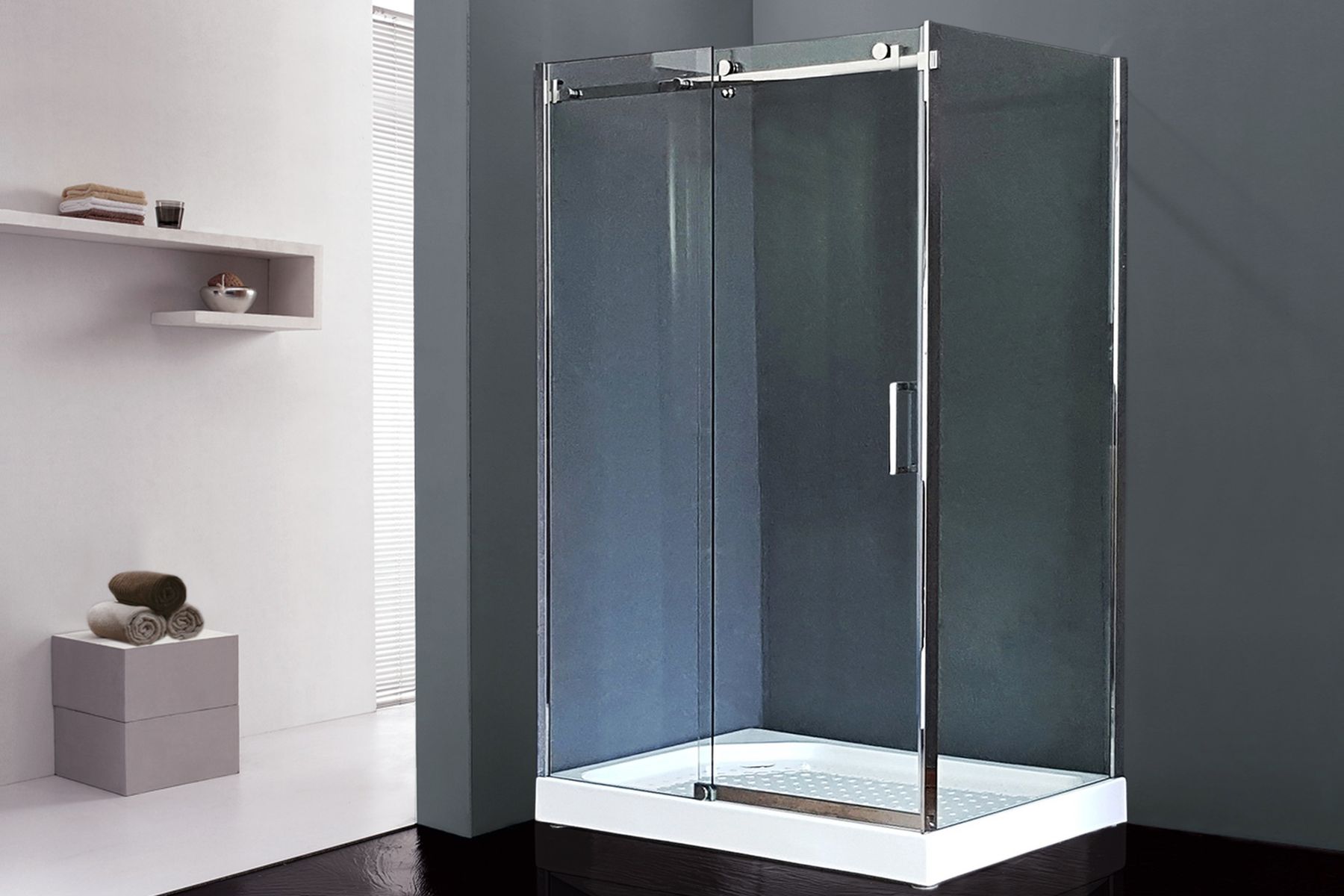 Душевой уголок 120х80 см Royal Bath RB8012B-L стекло прозрачное