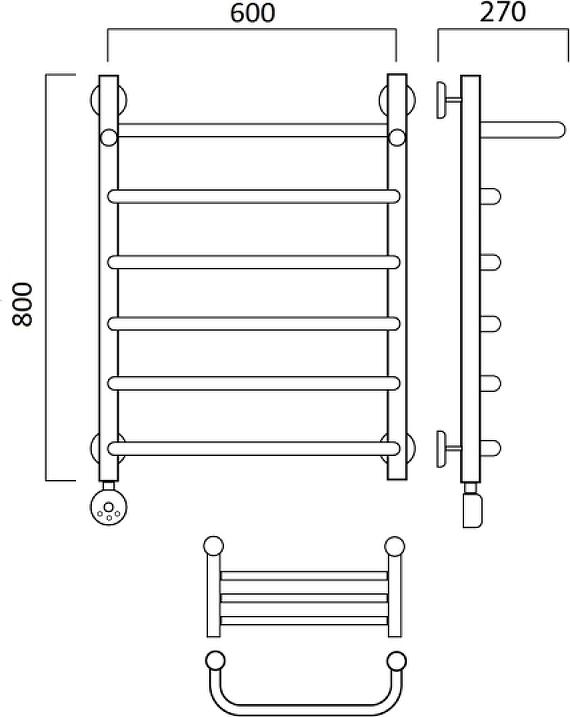 Полотенцесушитель электрический Aquanerzh Скоба 00-07A8060_L с полкой