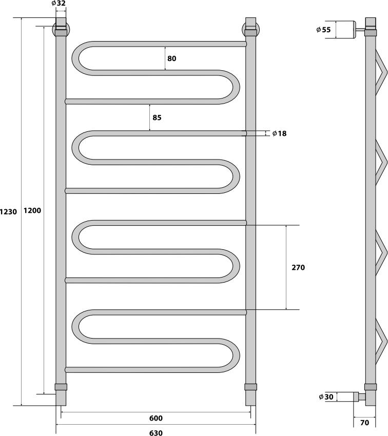 Полотенцесушитель водяной Energy Sonata 120x60