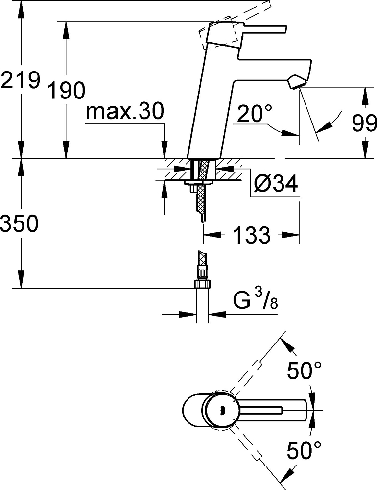 Смеситель Grohe Concetto 23451001 для раковины, хром