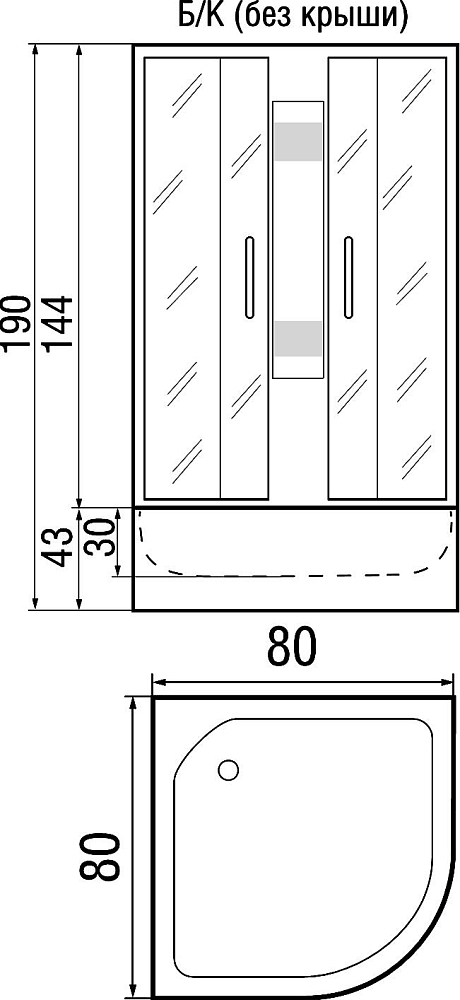Душевая кабина River Nara Б/К 80/43 MT