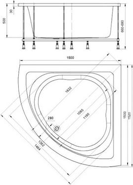 Акриловая ванна Aquatek Юпитер 150x150 см UPT150-0000046, белый