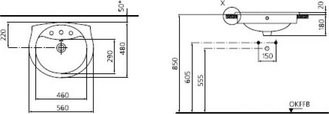 Раковина 56 см Ideal Standard San Remo R410101