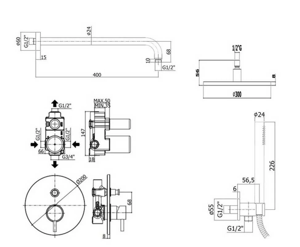 Душевая система Paffoni KIT LIG KITLIG015CRKING хром