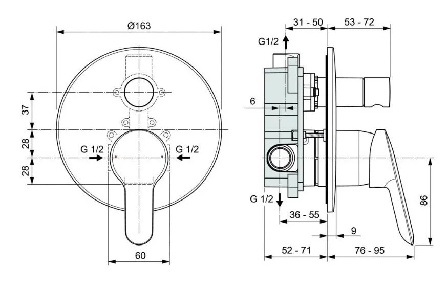 Смеситель для ванны с душем Ideal Standard Dot A7165AA хром