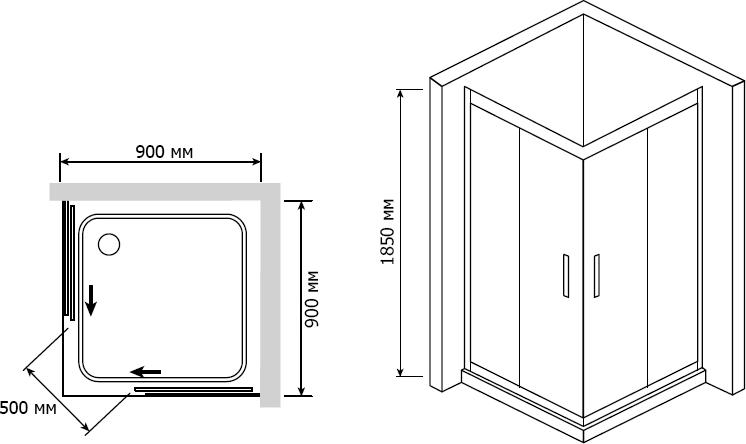 Душевой уголок RGW Classic CL-32 900x900x1850 профиль хром, стекло шиншилла