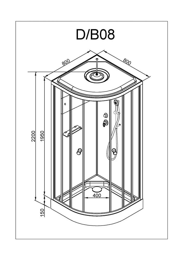 Душевая кабина Deto D D08SLED