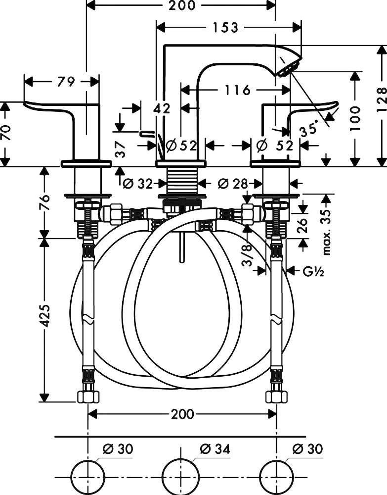 Смеситель Hansgrohe Metris 31083000 для раковины