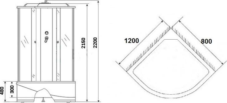 Душевая кабина Niagara Standart+ 3100154RN 120х80х220 стекло мозаика