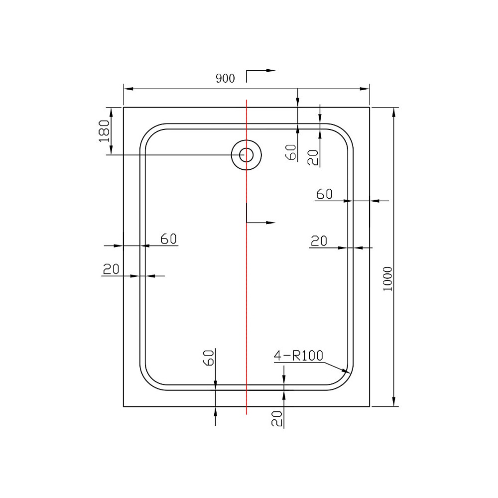 Душевой поддон Vincea VST-2AR-9010 100x90, белый