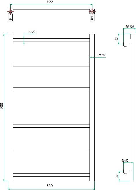 Полотенцесушитель водяной Grota Moda 53x90