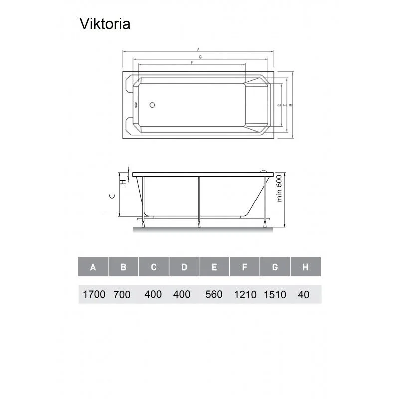 Акриловая ванна Relisan Viktoria Гл000026566 белый