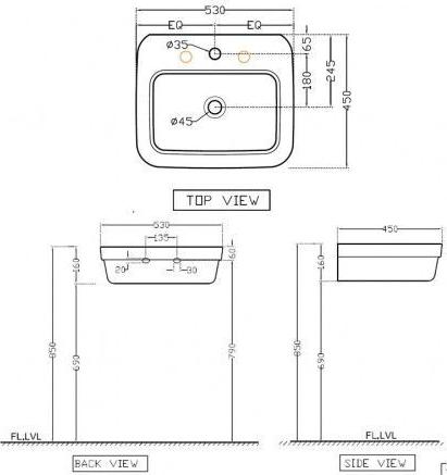 Раковина накладная 53 см Artize Lexa LXS-WHT-67801