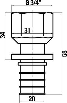 Переходник Stout SFA 0019 20xG 3/4" аксиальный с накидной гайкой