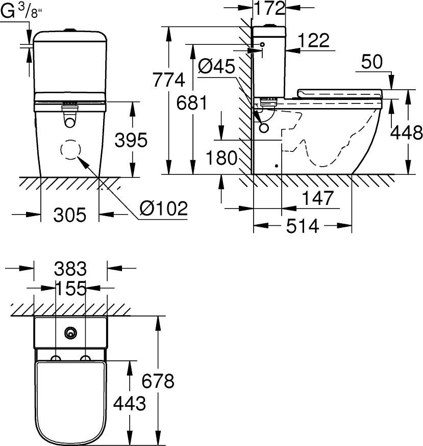 Напольный унитаз Grohe Euro Ceramic Bundle 3946200H