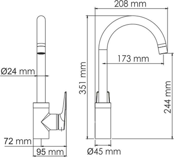 Смеситель для кухни Wasserkraft Glan 6607, черный глянец