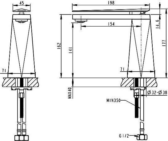 Смеситель для раковины Bravat Diamond F118102C-2-ENG