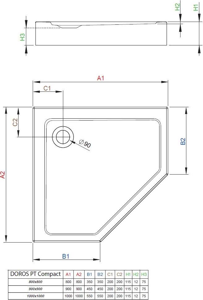 Душевой поддон Radaway Doros PT Compact 100x100 см SDRPT1010-05, белый