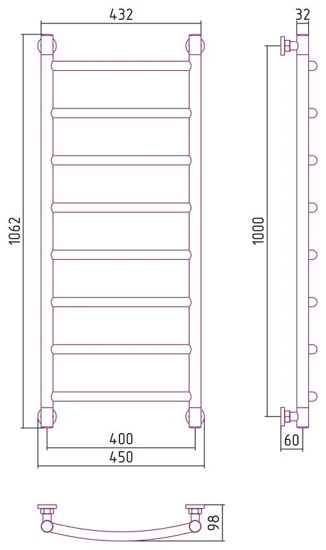 Полотенцесушитель водяной Сунержа Галант+ 00-0200-1040 хром