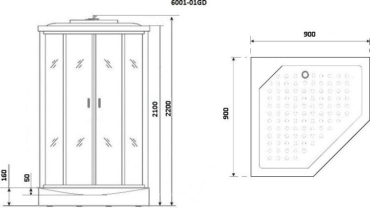 Душевая кабина Niagara Premium 60010114GD 90х90х220 стекло прозрачное