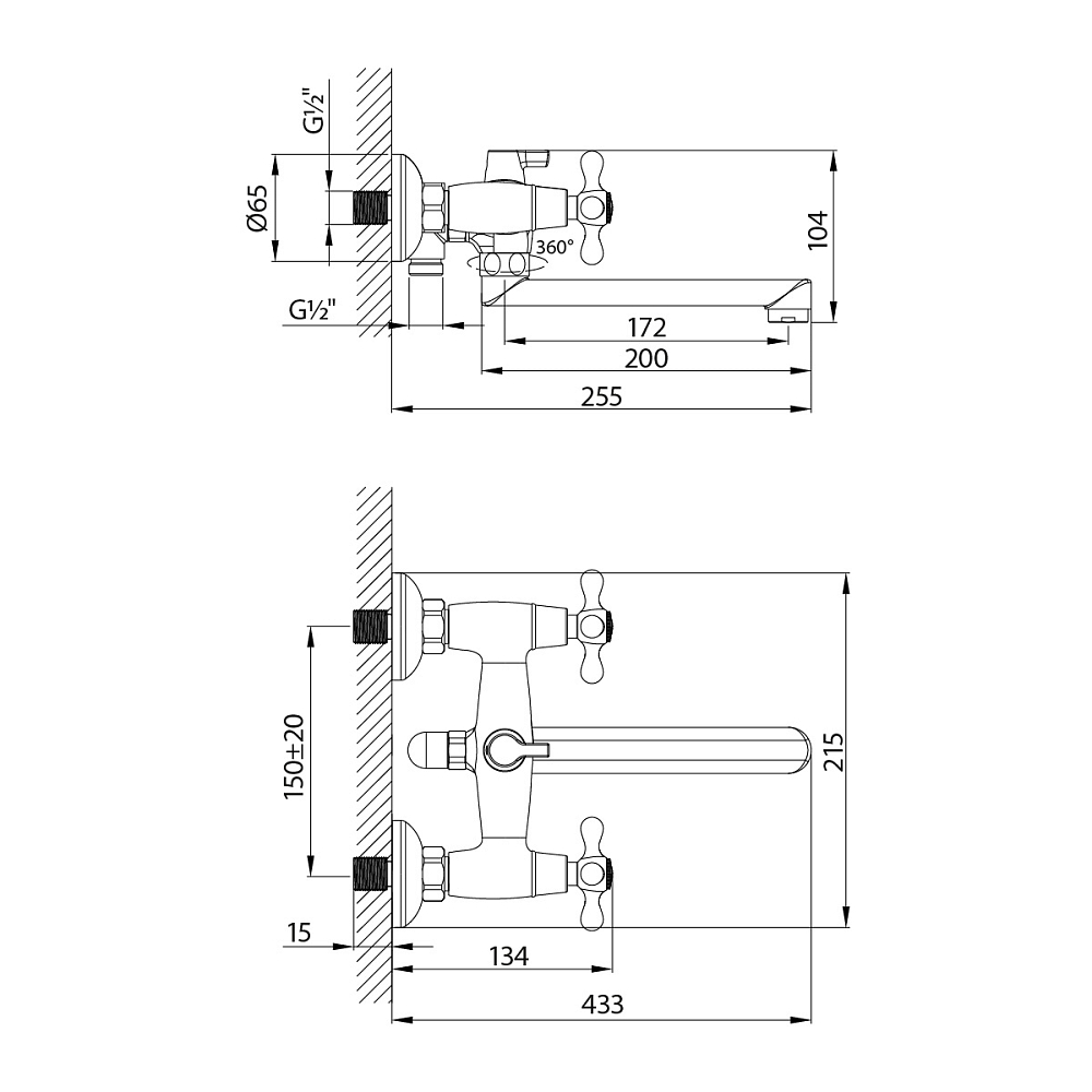 Смеситель для ванны Lemark Standard LM2113C хром